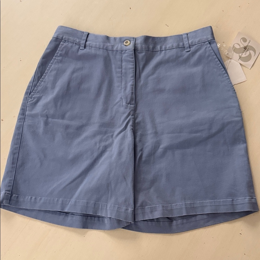 * NWT - Preswick & Moore Pale Blue High-Rise Cotton Bermuda Shorts (sz 12)